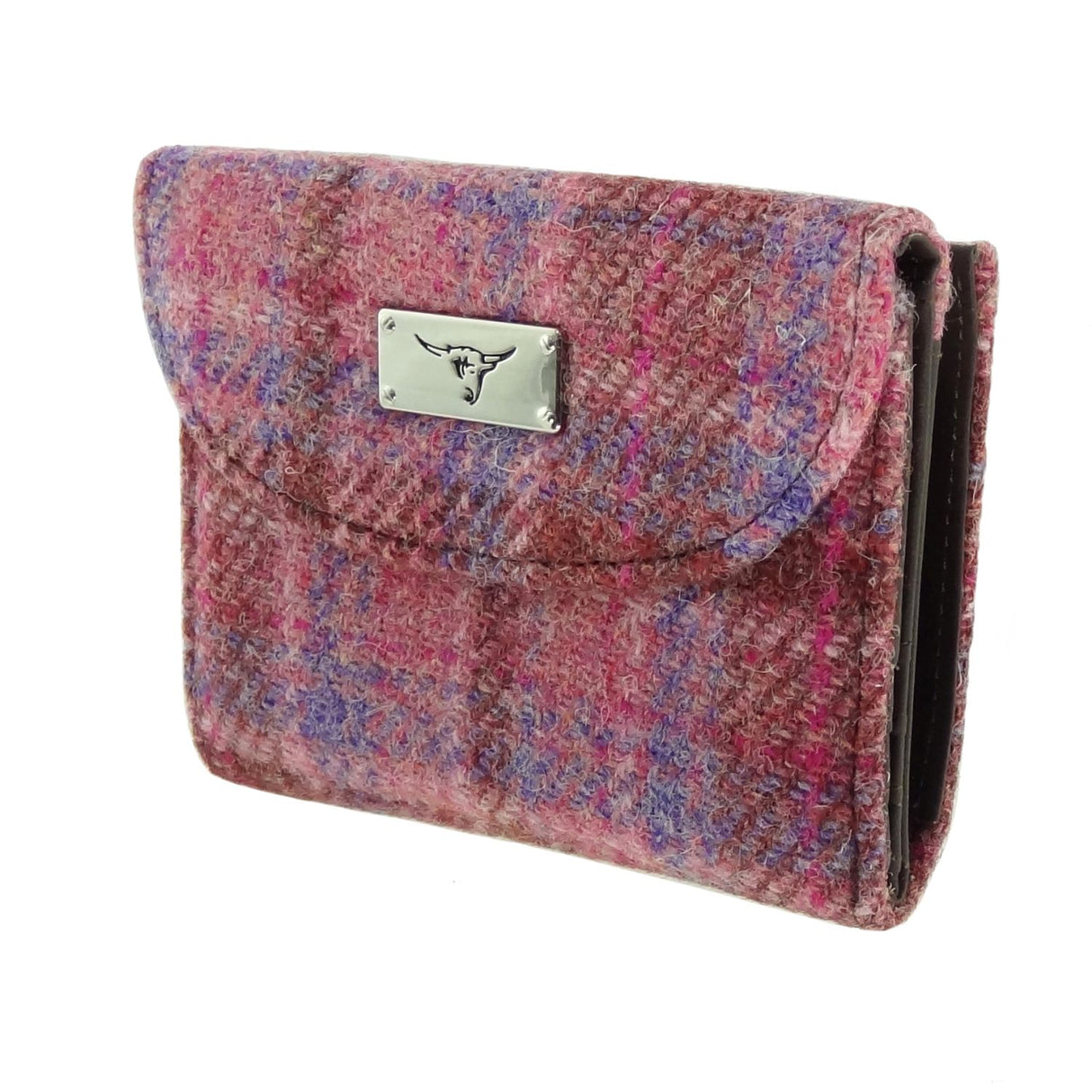 Jura Harris Tweed Small Purse with Coin Section Pink Check