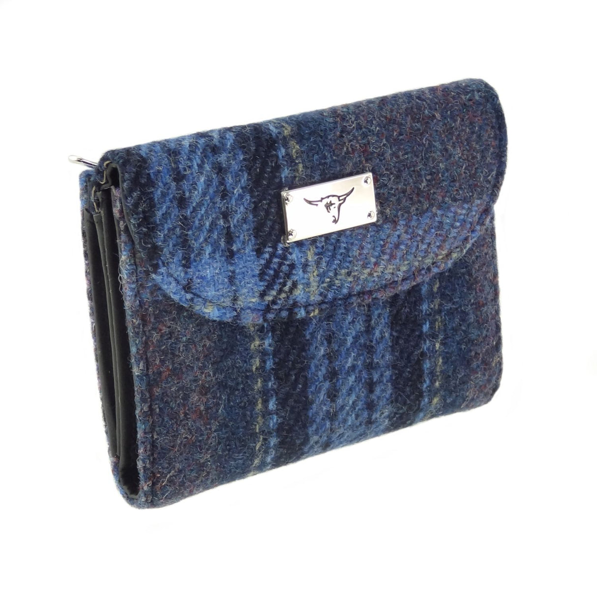 Jura Harris Tweed Small Purse with Coin Section Blue & Purple Stewart Tartan