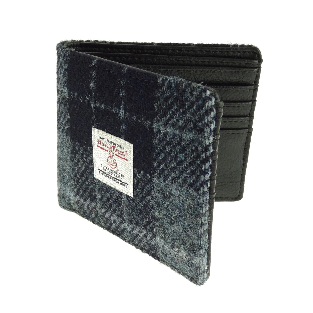 Mull Harris Tweed Mens Wallet Grey & Black Tartan