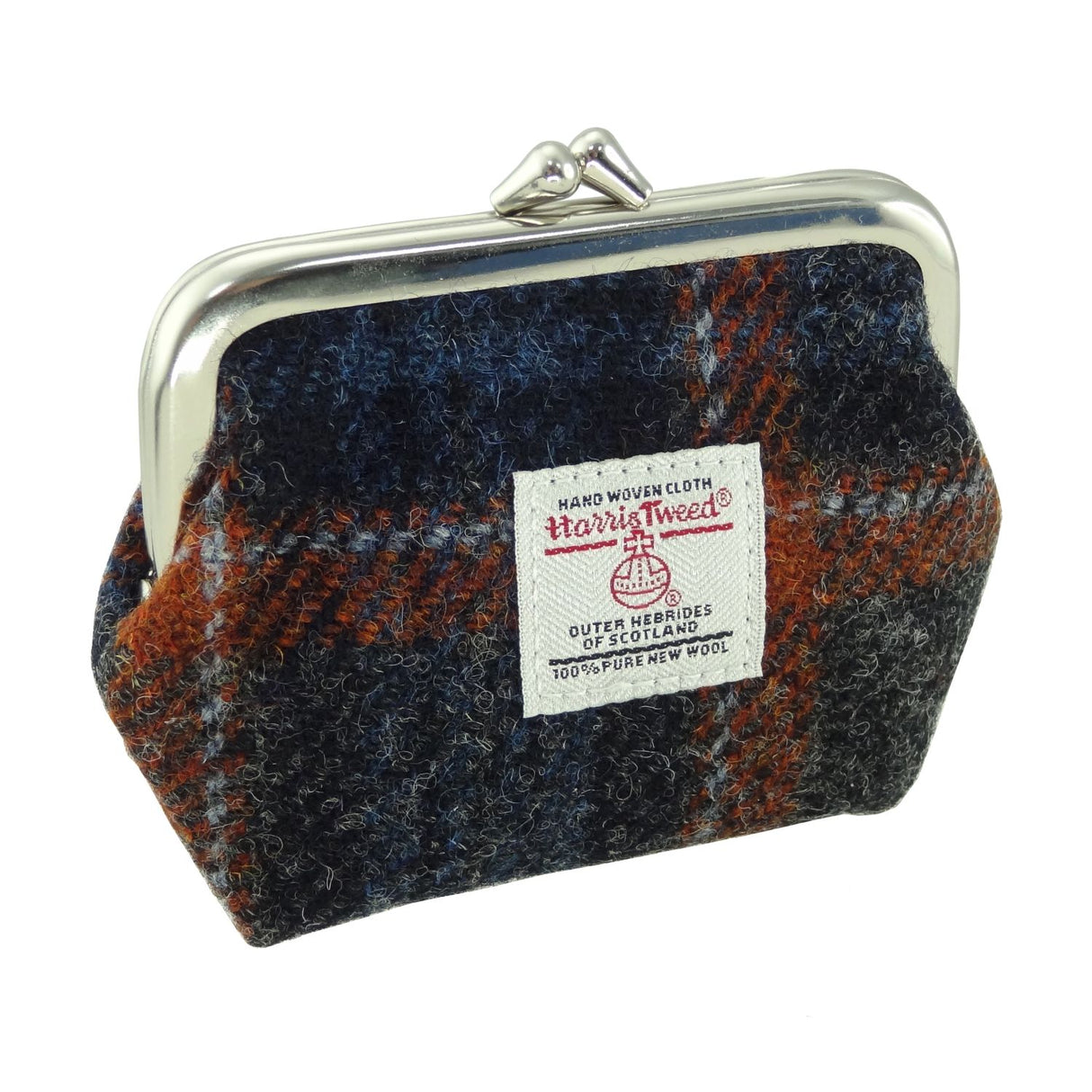 Eigg Harris Tweed Clasp Coin Purse Rust Overcheck