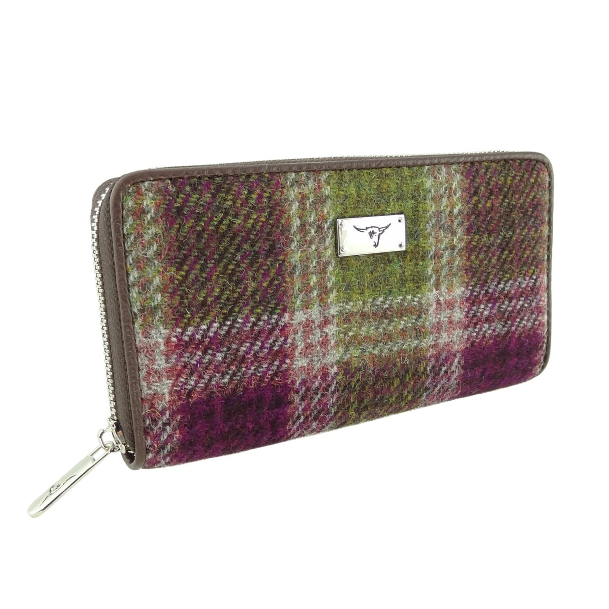 Staffa Harris Tweed Long Zip Close Purse Heather Check