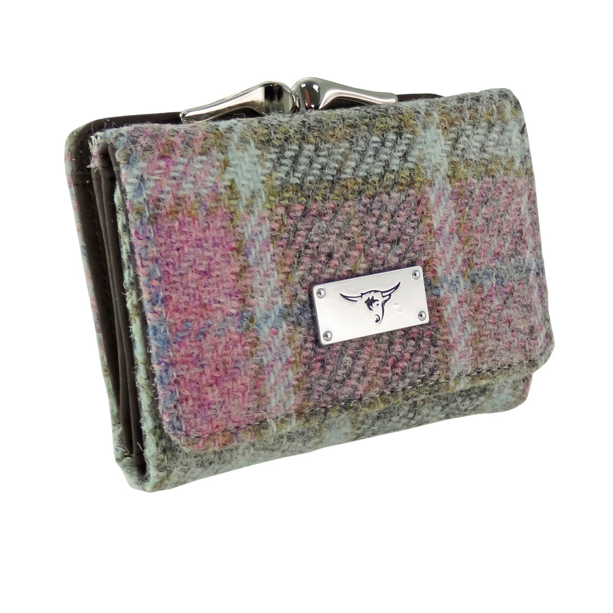 Unst Harris Tweed Small Clasp Purse with Card Section Soft Pink Buchanan