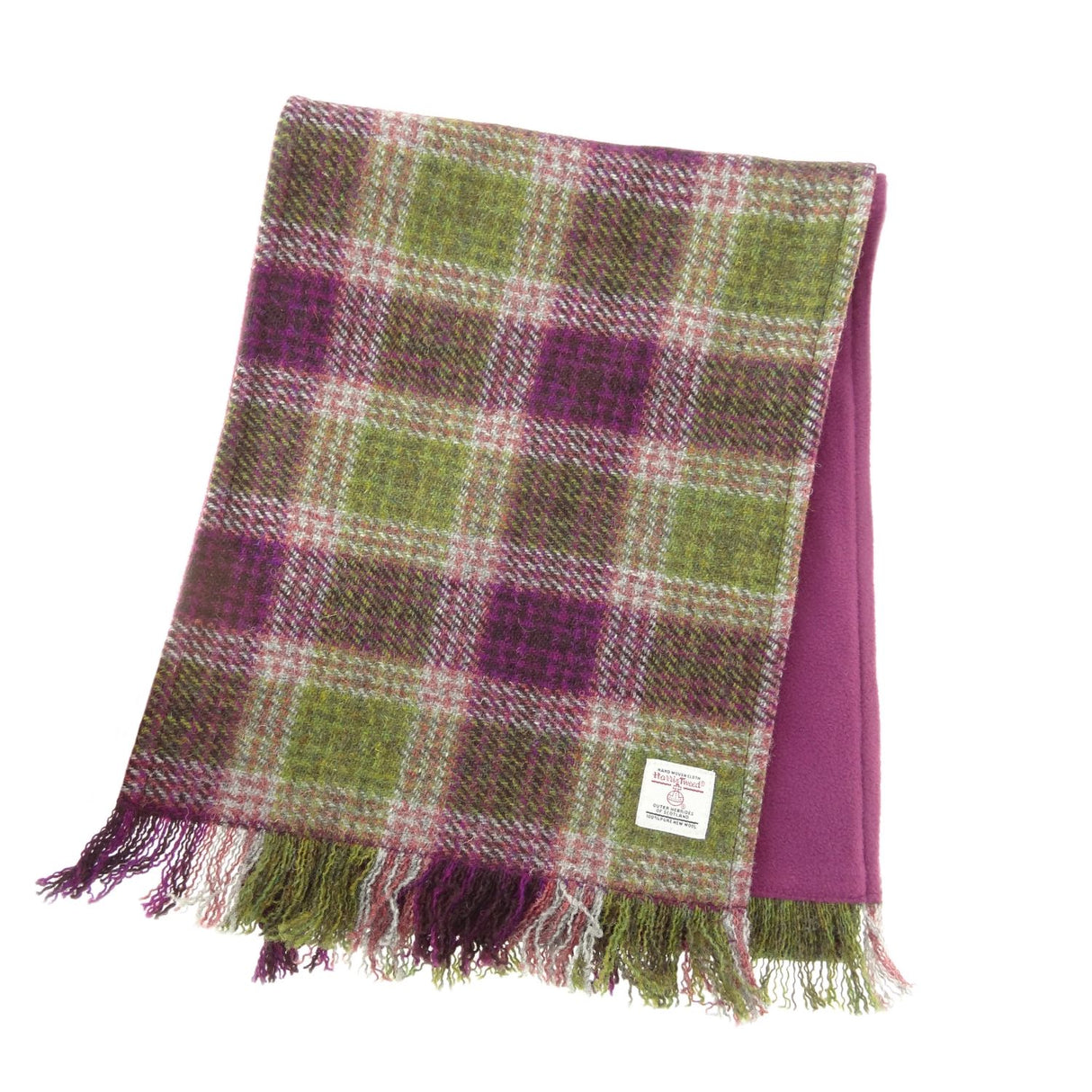 Harris Tweed Scarf with Fleece Lining in Gift Box Heather Check