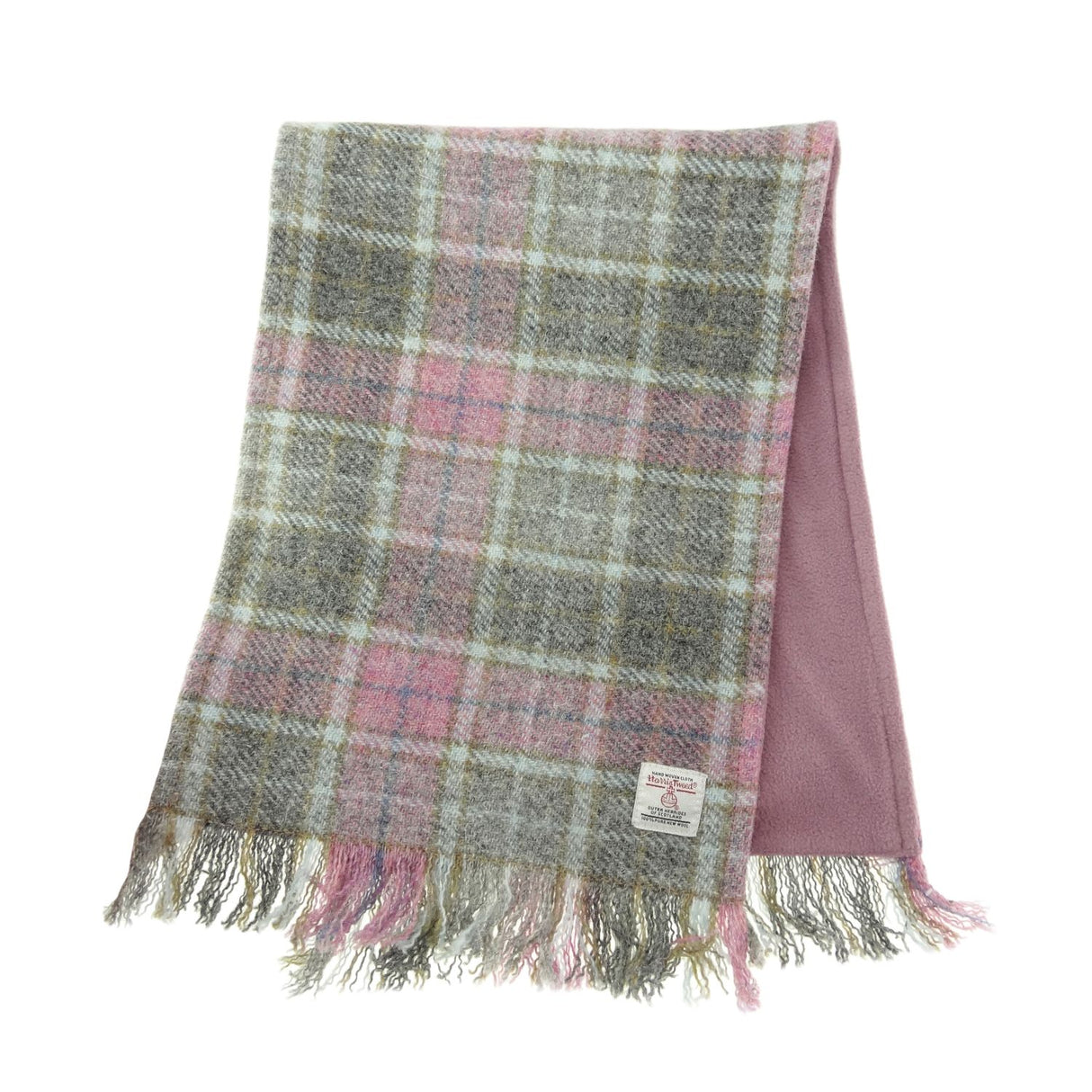 Harris Tweed Scarf with Fleece Lining in Gift Box Soft Pink Buchanan