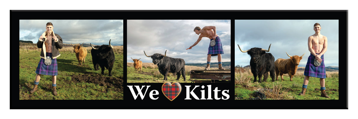 Love Kilts 3 image montage Highland Cow Long Magnet