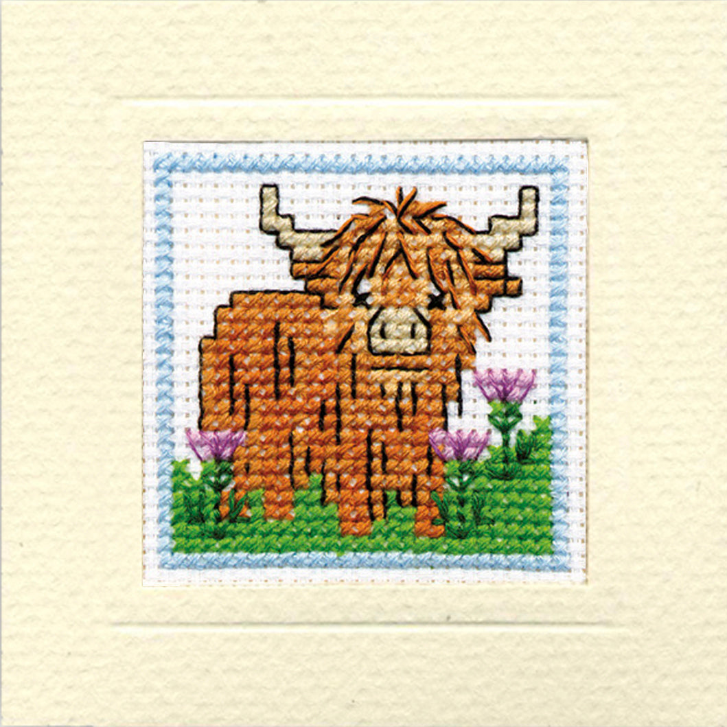 Highland Cow Cross-stitch Card