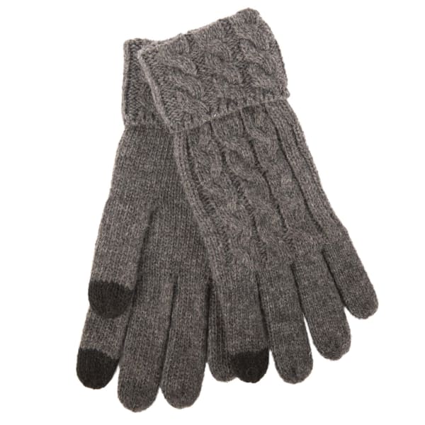 Aran Fine Gauge Wool Blend Cable Cuff Glove - Charcoal