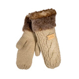 Aran Cable Fur Trim Mitt - Oatmeal