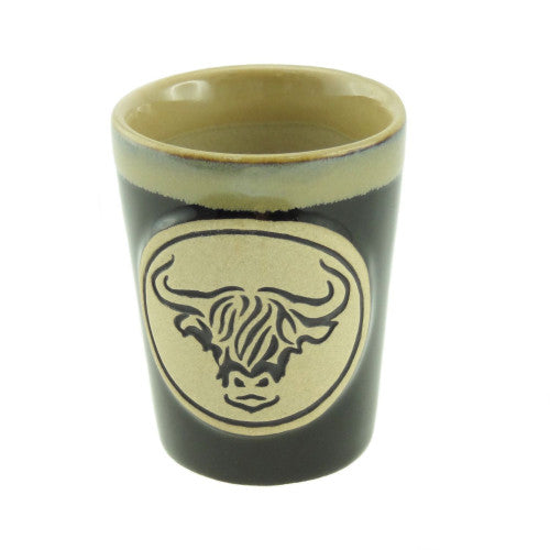 Highland Cow Head Black Boxed Stoneware Shot Cup