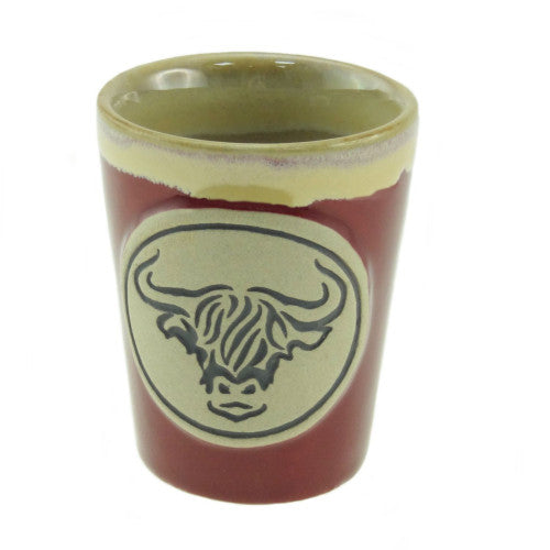 Highland Cow Head Red Boxed Stoneware Shot Cup