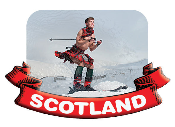 Kilt Guy Skiing Resin Photomagnet