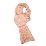 Aran Cable Button Scarf - Blush