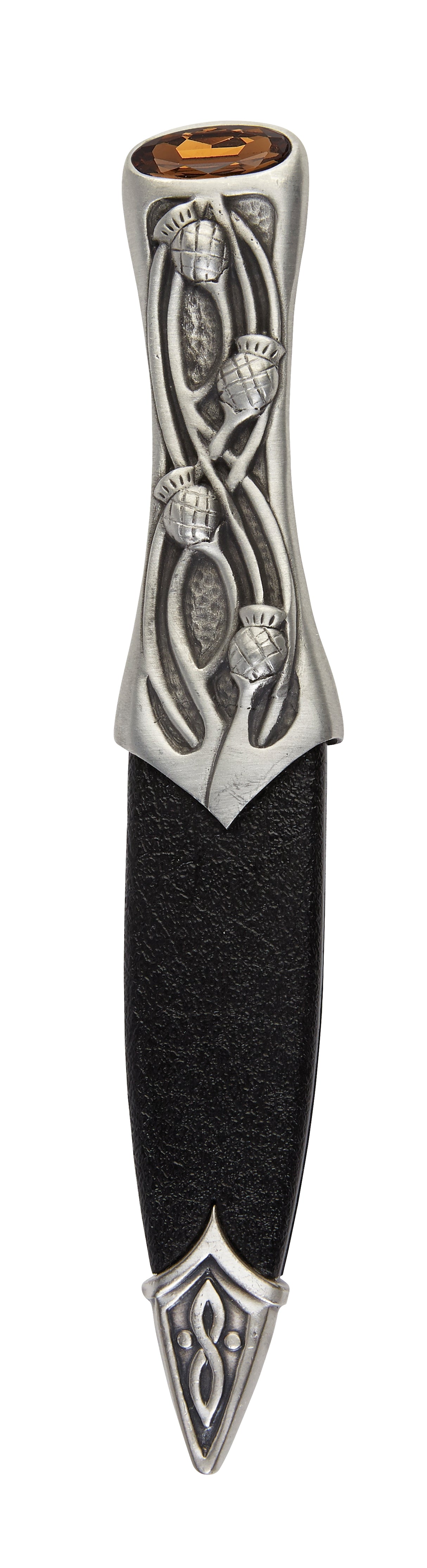 Luss Intertwined Thistles Pewter Handle with Stone Sgian Dubh