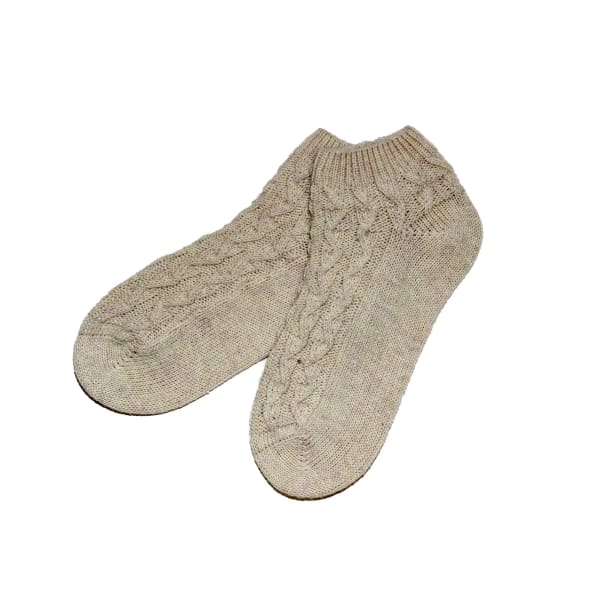 Aran Cable Chunky Wool Blend Ankle Sock Cream