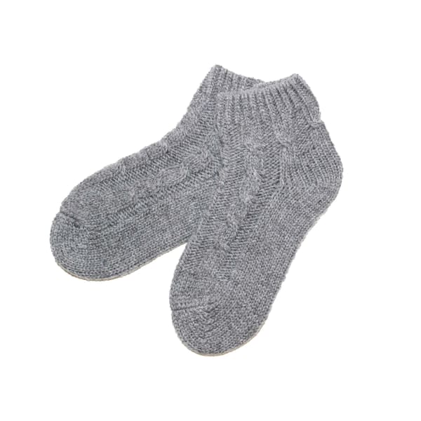 Aran Cable Chunky Wool Blend Ankle Sock Grey Marl