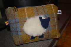 Sheep Appliqué Harris Tweed Thistle Craft Cosmetics Bag