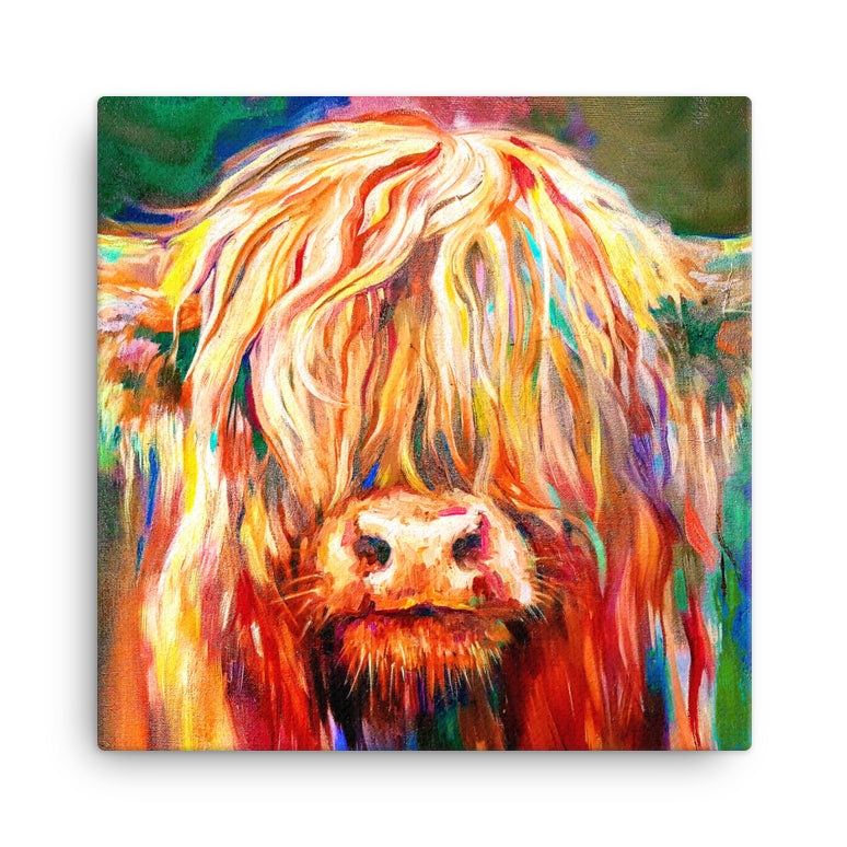 Baby Highland Cow Mini Canvas (20cmx20cm)