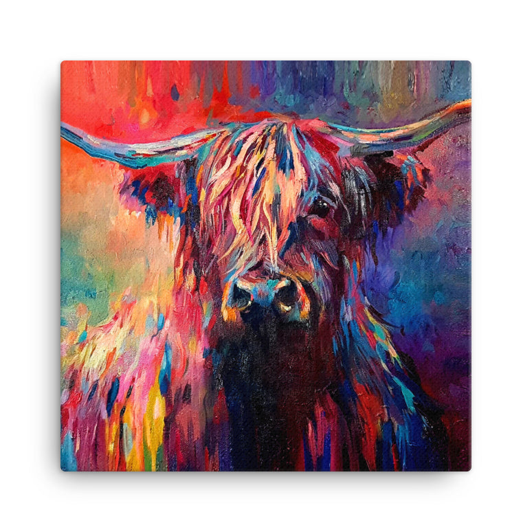 Highland Cow Mini Canvas (20cmx20cm)