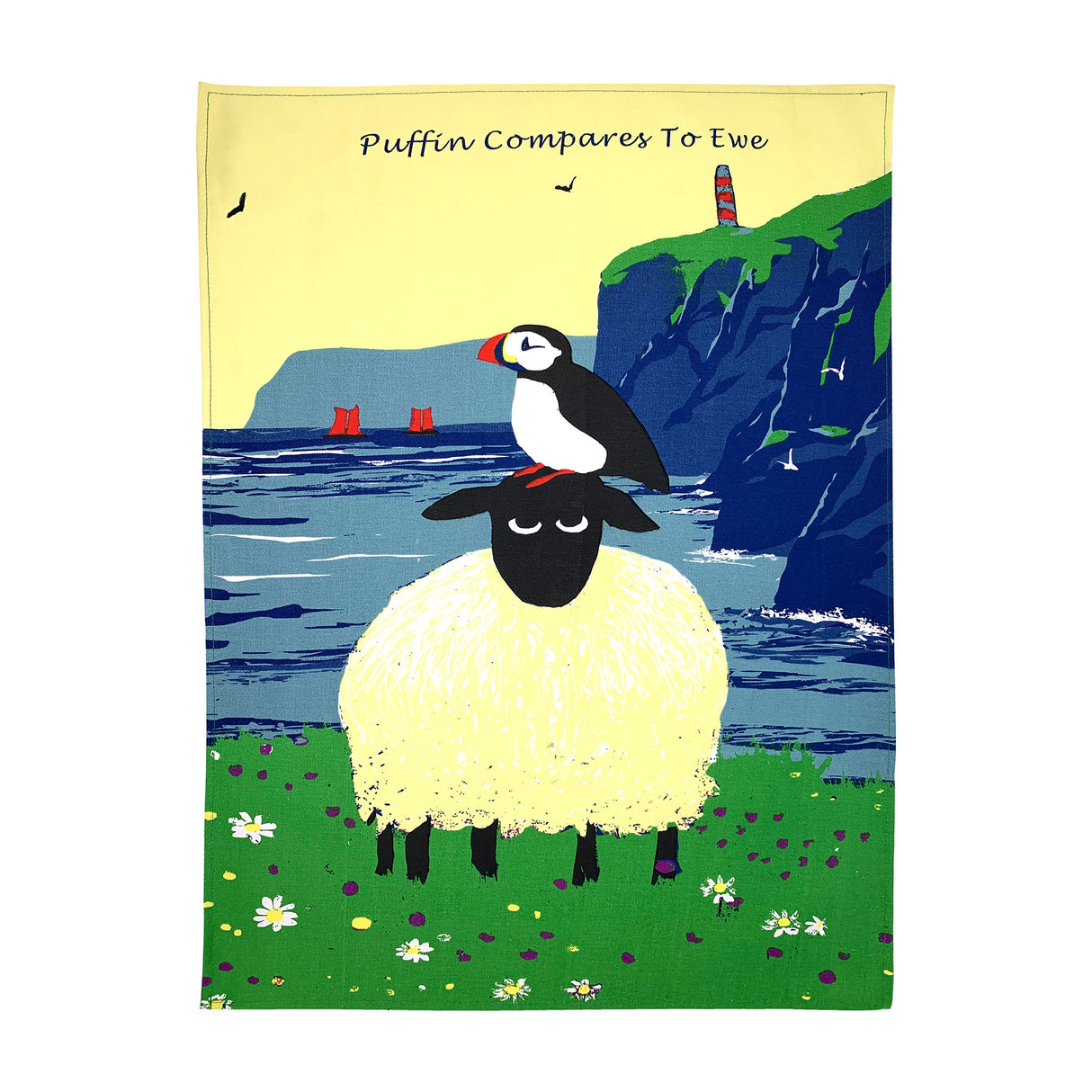 Puffin Compares To Ewe Thomas Joseph Tea Towel