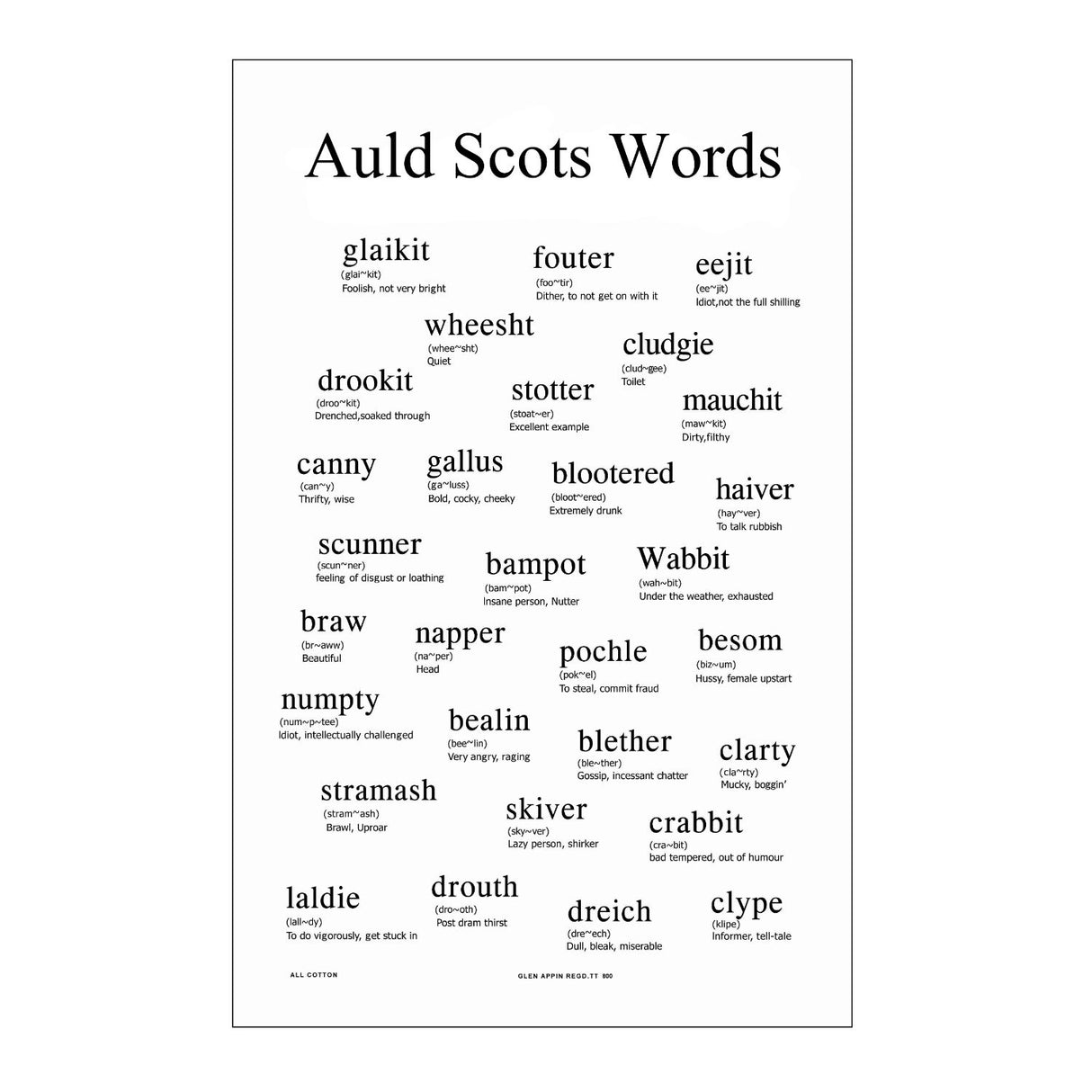 Auld Scottish Words Tea Towel