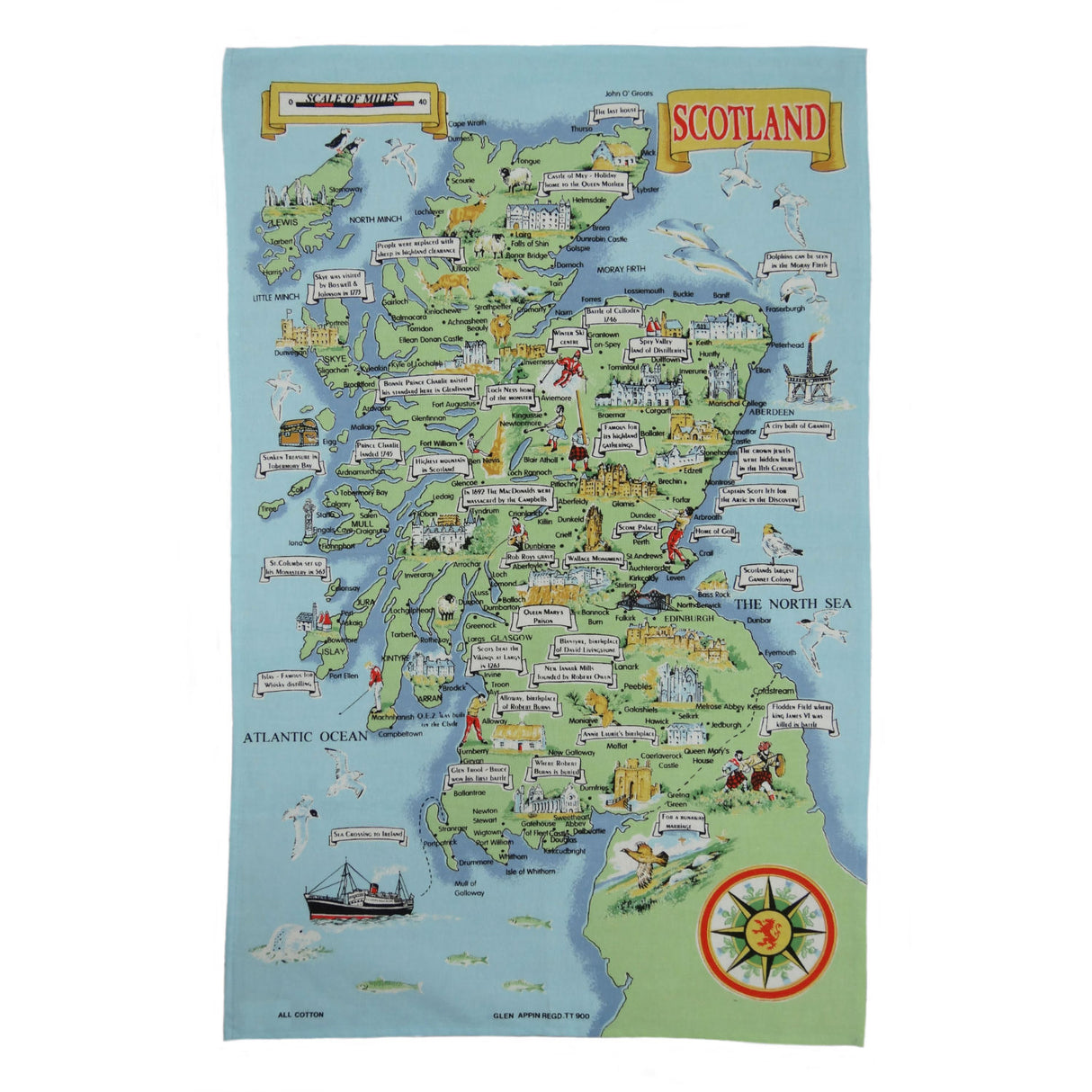 Map of Scotland Tea Towel