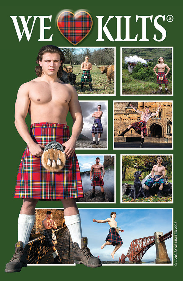 We Love Kilts Montage Holding Sporran Colour Tea Towel