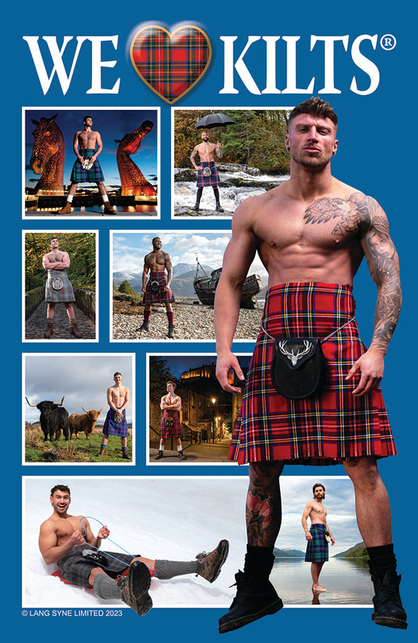 We Love Kilts Montage Muscular Guy Colour Tea Towel