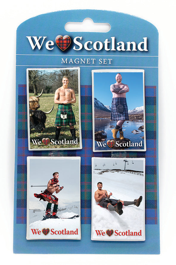 We Love Kilts 4 Magnet Set Snow Scenes