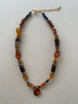 Raw Amber, Hematite and Crystal Necklace
