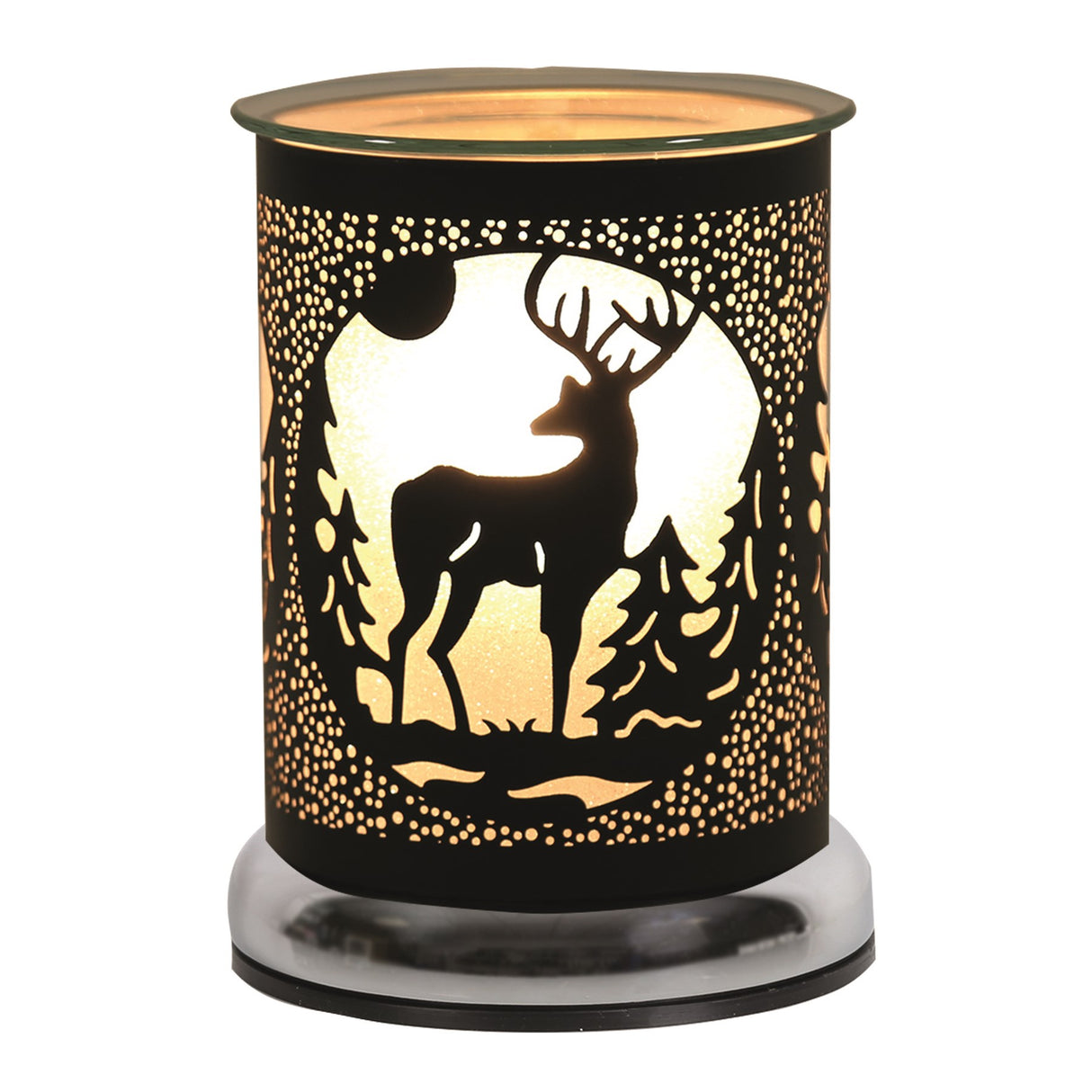 Stag in Moonlight Black Touch Electric Wax Melter 17cm High