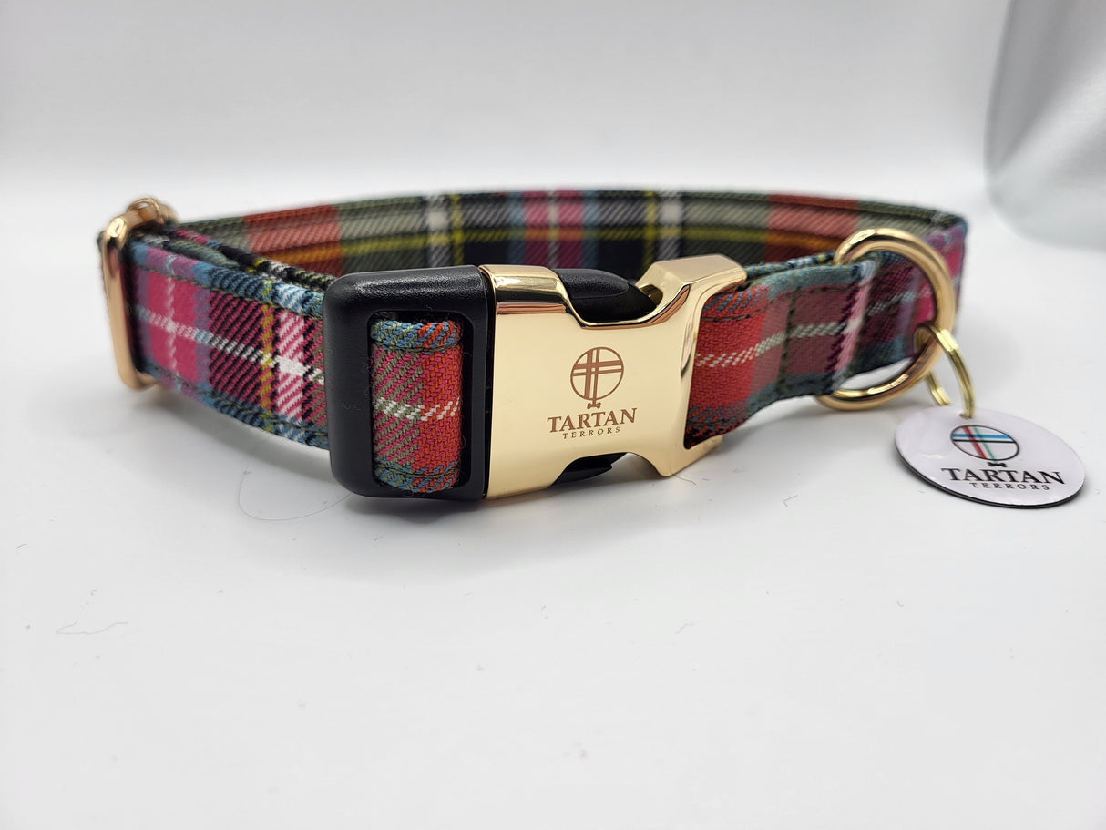 Bruce of Kinnaird Tartan Dog Collar Large Approx 45-58cm round, 25mm wide