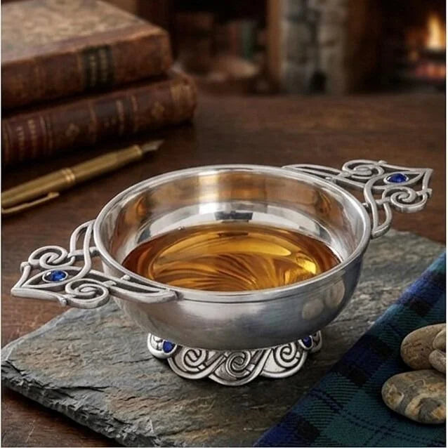 Pewter Celtic with Blue Stone Quaich