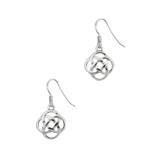 Celtic Four Loop Knot Silver Drop Earrings