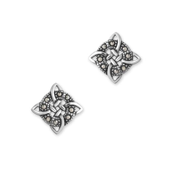 Celtic Quadrangle Knot Marcasite Stud Earring