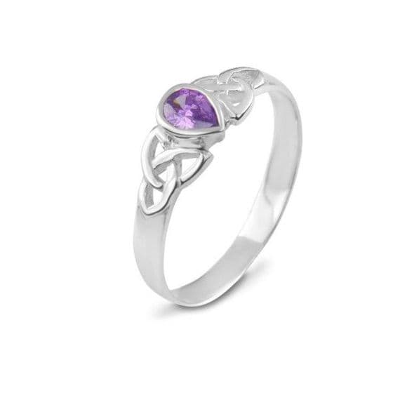 Amethyst Colour Stone Silver Plated Ring