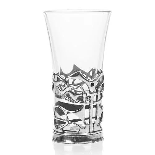 Pewter With Enamelled Dot Holder & Shot Glass