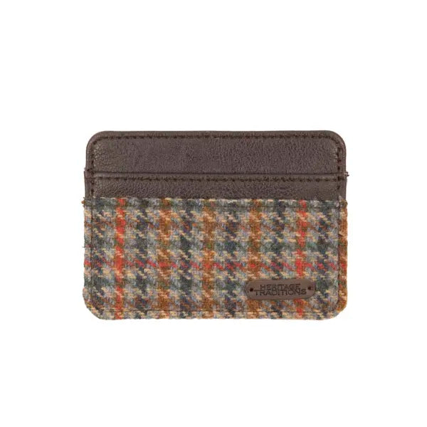 Heritage Tweed Card Holder - Country Houndstooth Petrol Rust