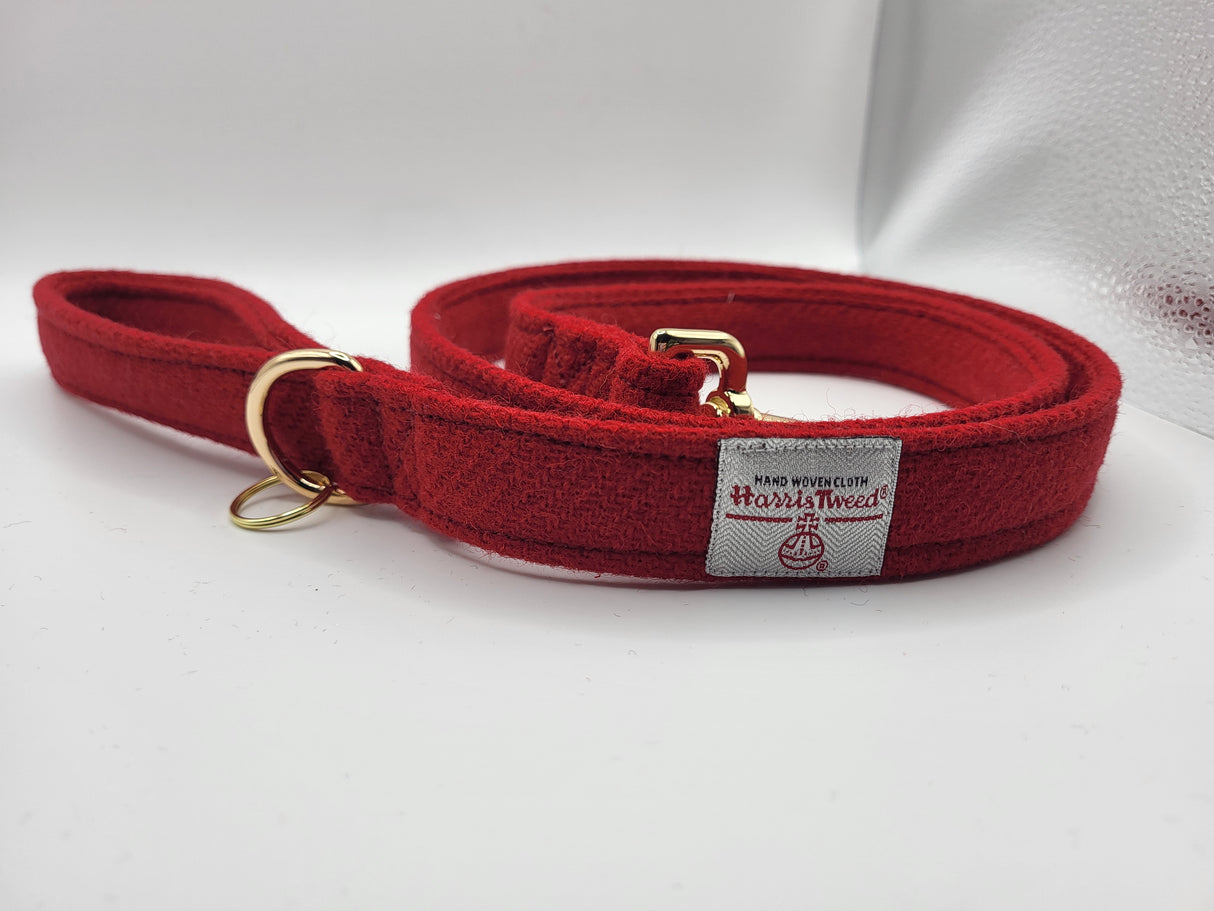 Red Harris Tweed Dog Lead Approx 123 cm long, 25mm wide