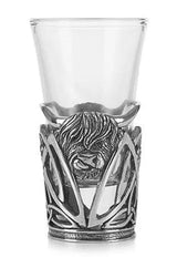 Pewter Highland Cow Holder & Shot Glass