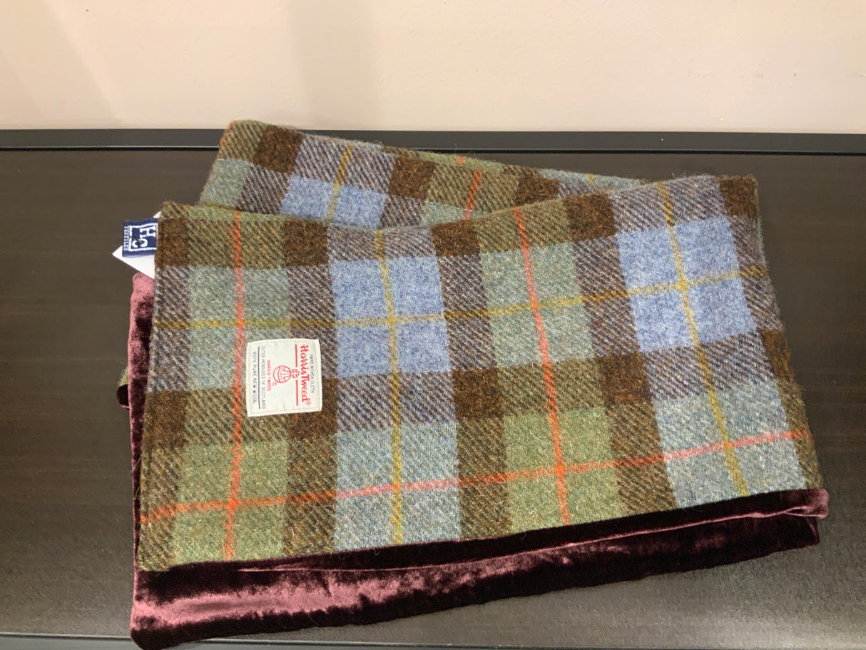 Macleod Harris Tweed Scarf With Velvet Back