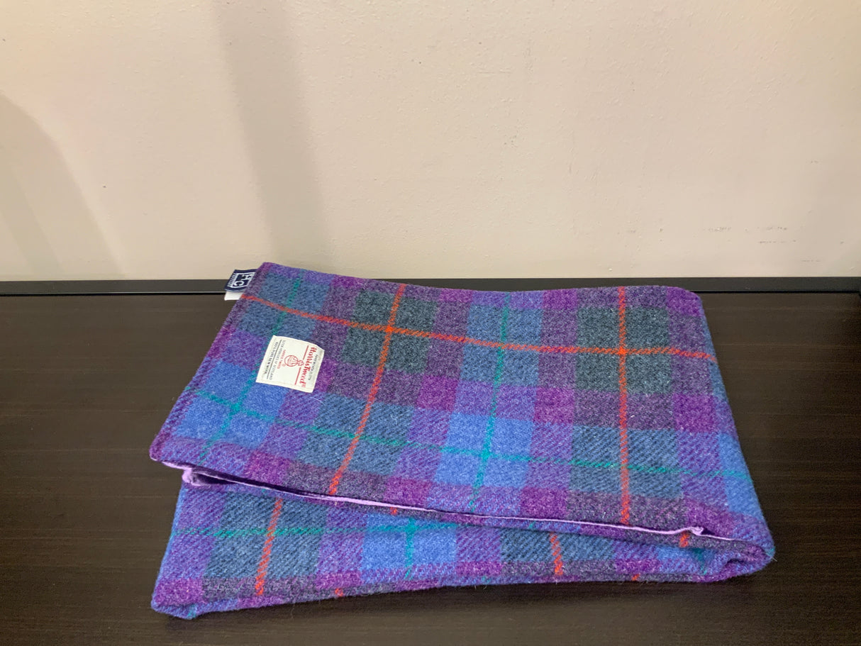 Purple Harris Tweed Scarf With Velvet Back