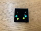 Small Square Duo Drop Dichroic Earrings