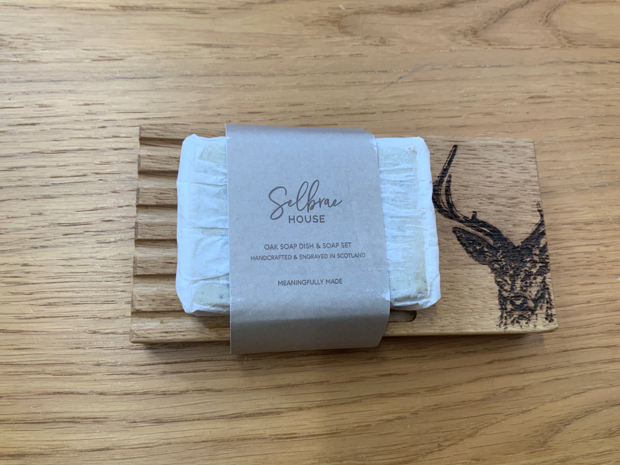 Stag Prince Natural Oatmeal & Shea Butter Soap & Oak Dish Set
