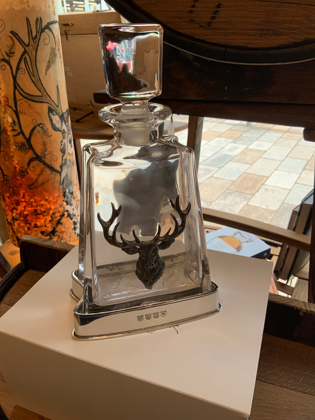 Pewter Stag Glass Decanter