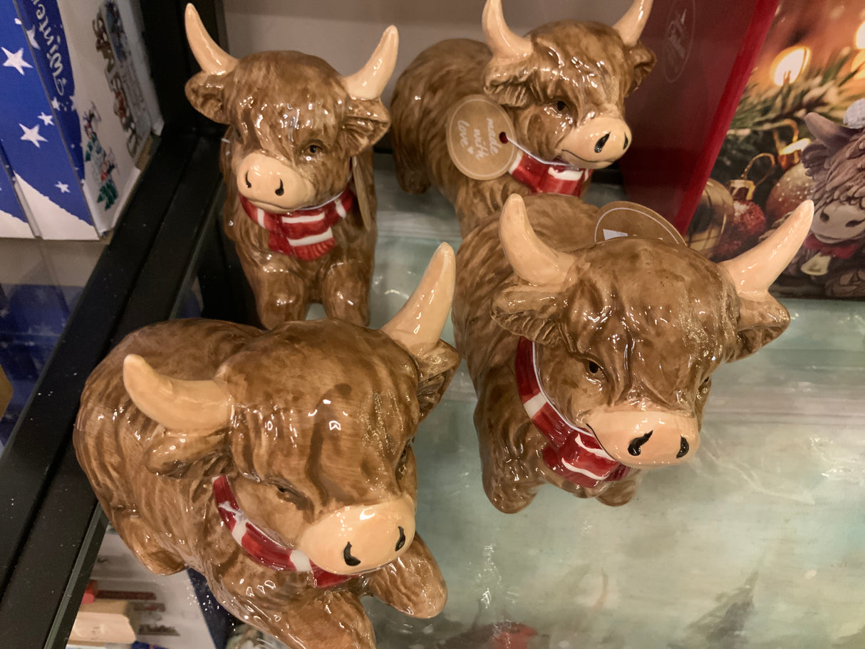 Highland Cow “Buffy” Earthenware Figurine 13cm (Available in 2 Assorted Designs)