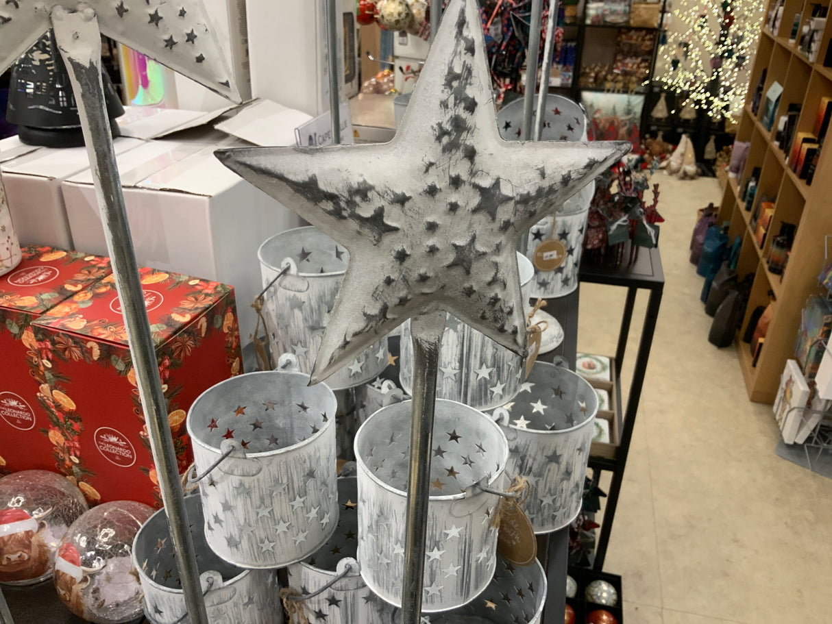 Small Single Star Ornament “Stephanus” Iron Grey On Stand 50cm Tall