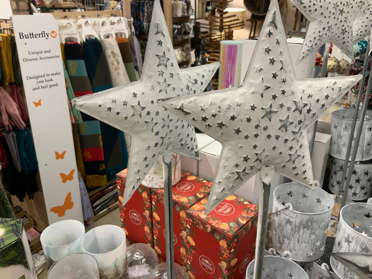 Medium Single Star Ornament “Stephanus” Iron Grey On Stand 65cm Tall