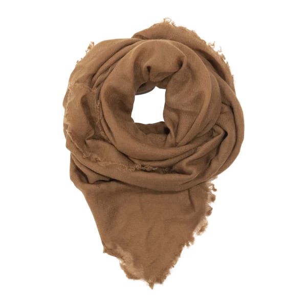 100% Cashmere Feather Fringe Scarf - Rust