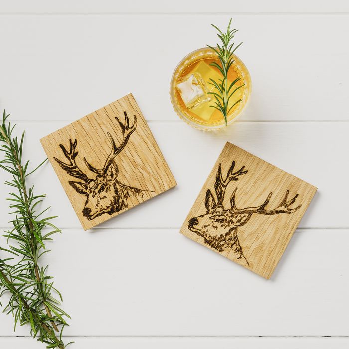 Stag 2 Oak Coasters