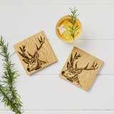 Stag 2 Oak Coasters